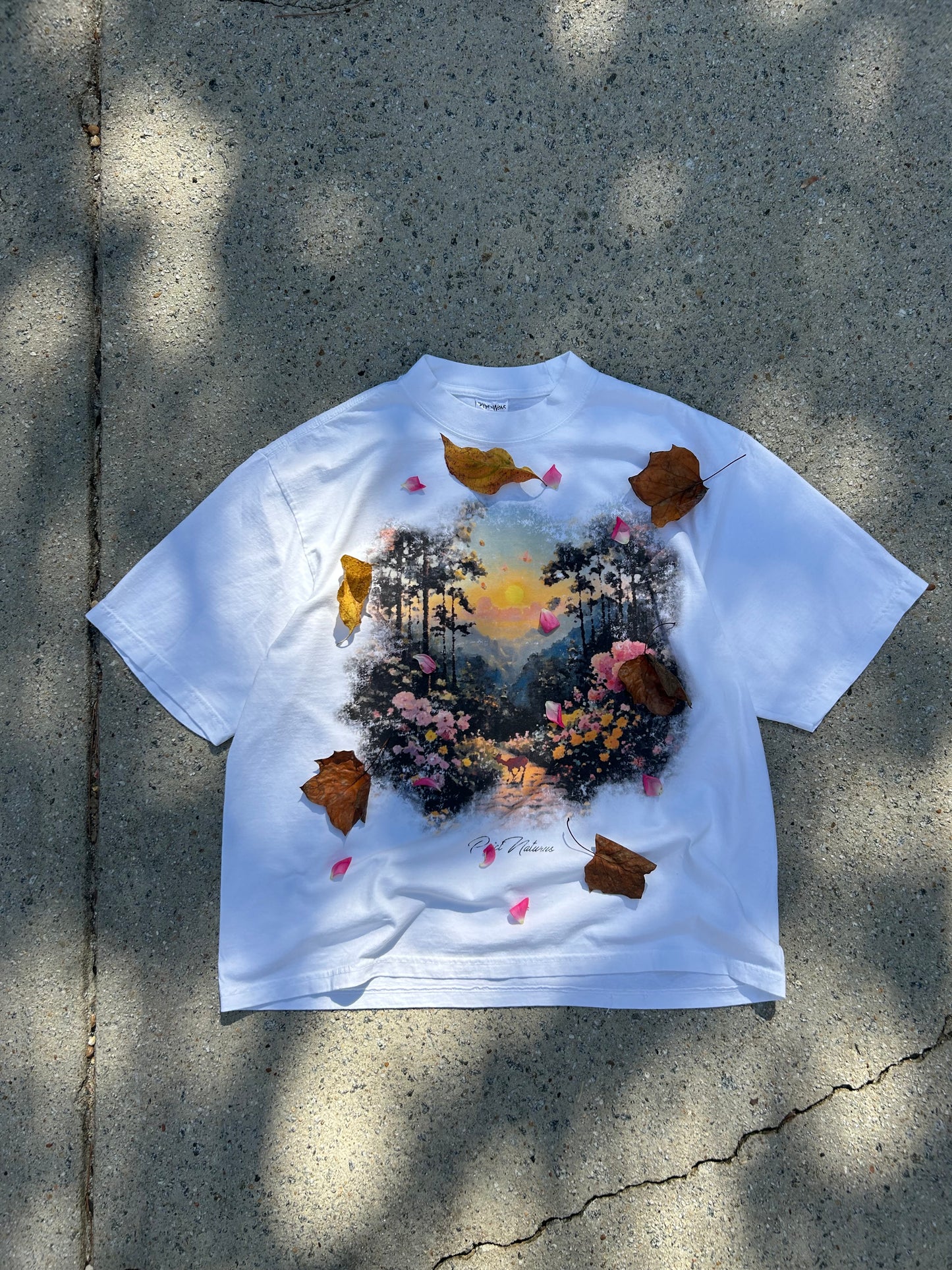 DROP SHOULDER WHITE NATURE TEE